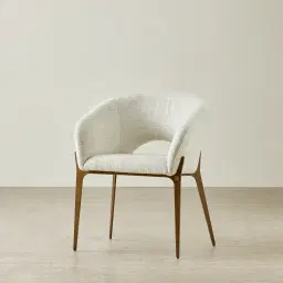 Polina Fusion Grey Fabric Dining Chair - Brushed Bronze Legs