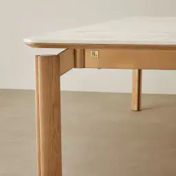 Portobello Pandora Brown Sintered Stone Top Dining Table - Light Brown Ash Legs 160x90cm