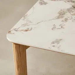 Portobello Pandora Brown Sintered Stone Top Dining Table - Light Brown Ash Legs 200x100cm