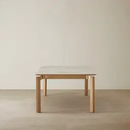 Portobello Pandora Brown Sintered Stone Top Dining Table - Light Brown Ash Legs 200x100cm