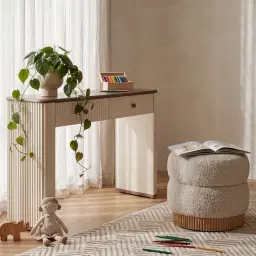 Pixie Mauve Fabric Kids Play Stool in Beige Base
