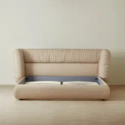 Martina Soft Beige Vegan Leather King Bed