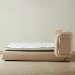 Martina Soft Beige Vegan Leather Queen Bed