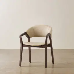 Athens Sand Beige Vegan Leather Dining Chair - Ebony Brown Ash Legs