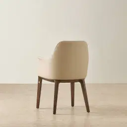 Ballina Sand Beige Vegan Leather Dining Chair - Smoky Ash Legs