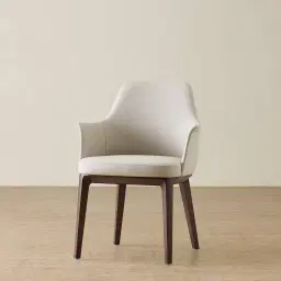 Ballina Glacier Grey Vegan Leather Dining Chair - Ebony Brown Ash Legs