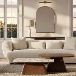 Dunstan Smoky Walnut Veneer Console Table with Statuario White Sintered Stone Top