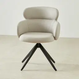 Melville Glacier Grey Vegan Leather Swivel Dining Chair