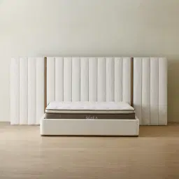 Summerton Stone White Fabric Queen Bed - Toffee Brown Ash