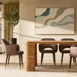 Ophelia Light Brown Ash Veneer Curved Dining Table