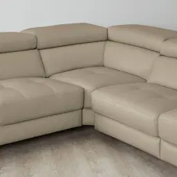 Alessia Milk Coffee Leather Dual Electric Recliner Lounge - Left