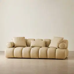 Elva Camel Tan Nubuck Leather 3-Seater Sofa