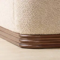 Ophelia Mid Beige Fabric Queen Bed with Smoky Walnut Bed Frame