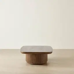 Terra Linea Amber Brown Ash Veneer Rectangular Coffee Table