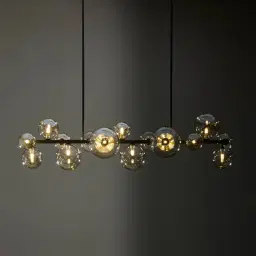 Bubbles Transparent Glass Chandelier - Black Frosted Metal