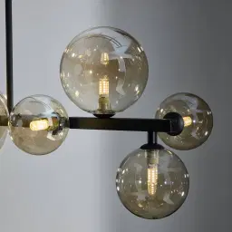 Bubbles Transparent Glass Chandelier - Black Frosted Metal