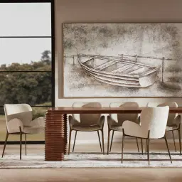 Ophelia II Smoky Walnut Veneer Curved Dining Table