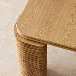 Ophelia II Light Brown Ash Veneer Curved Dining Table