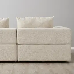 Riviera III Isabelline White 3 Pieces Modular Fabric Sofa