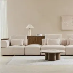 Riviera III Powder White Chenille 3 Pieces Modular Fabric Sofa
