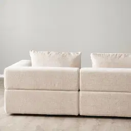 Riviera III Powder White Chenille 3 Pieces Modular Fabric Sofa