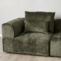 Riviera III Green Chenille Fabric Modular Sofa