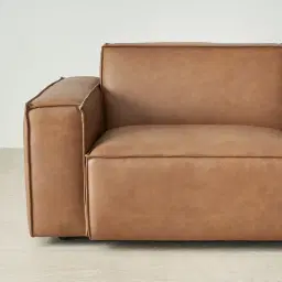 Lainey Medium Tan Modular Leather Sofa with Ottoman