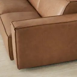 Lainey Medium Tan Modular Leather Sofa with Ottoman