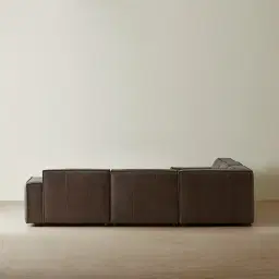 Lainey Chocolate Brown Modular Leather Sofa with Ottoman