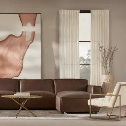 Lainey Chocolate Brown 3 Pieces Modular Leather Sofa with Corner