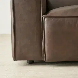 Lainey Chocolate Brown 3 Pieces Modular Leather Sofa with Corner