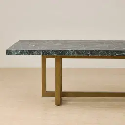 Grayson Brushed Bronze Rectangular Dining Table with Emerald Green Sintered Stone Top - 240x105cm