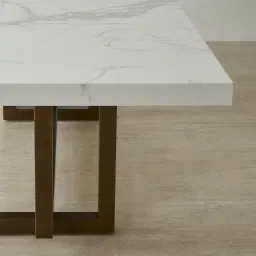 Grayson Brushed Bronze Rectangular Dining Table with Statuario White Sintered Stone Top - 268x118cm
