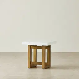 Grayson Brushed Bronze Side Table with Statuario White Sintered Stone Top