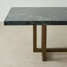 Grayson Brushed Bronze Rectangular Dining Table with Glossy Emerald Green Sintered Stone Top - 240x105cm