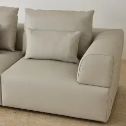 Riviera Milk Coffee 2 Pieces Modular Leather Sofa
