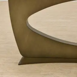Aspen Statuario White Sintered Stone Curved Dining Table - Brushed Bronze Legs 240x118cm