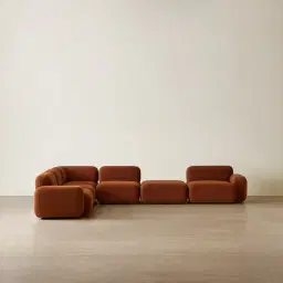 Capri Copper Brown Velveteen Modular Corner Sofa