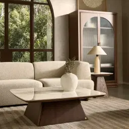 Calma Pearl Beige Fabric 3 Pieces Modular Sofa with Right Arm and Left Cuddler