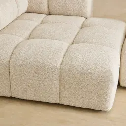 Quincy Stone Cream Woven Fabric Modular Corner Sofa with Left Cuddler