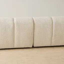 Quincy Stone Cream Woven Fabric Modular Corner Sofa with Left Cuddler