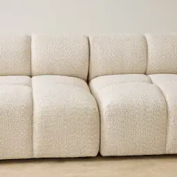 Quincy Stone Cream Woven Fabric Modular Corner Sofa  with Right Cuddler