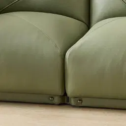 Crosby Light Green Leather 2 Pieces Modular Sofa