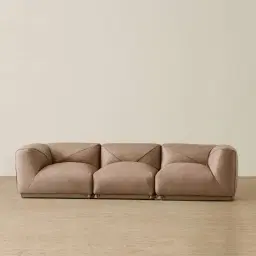 Crosby Mushroom Beige Leather 3 Pieces Modular Sofa