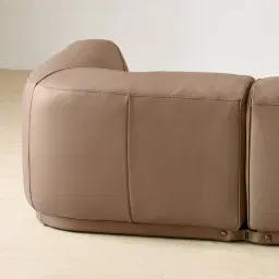 Crosby Mushroom Beige Leather 3 Pieces Modular Sofa