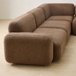Capri Earth Brown Woven Fabric Modular Corner Sofa