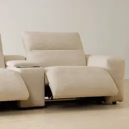 Mathias Pearl Beige Fabric 2 Pieces Modular Dual Electric Recliner with Console