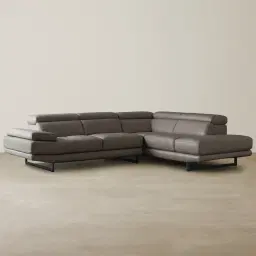 Aster Warm Stone Grey Modular Right Chaise Lounge - Black Legs