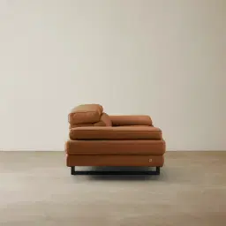 Lennox Savannah Brown Leather 2-Seater Sofa - Black Legs