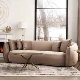 Everett Cream Velvet 2 Seater Sofa - Dark Brown Legs